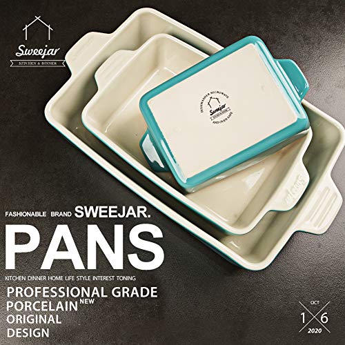 SWEEJAR Ceramic Baking Dish, 8/9 Inches Cake Baking Pan for Brownie,  Porcelain Round Bakeware with Double Handle for Casserole, Lasagna, Family  Dinner