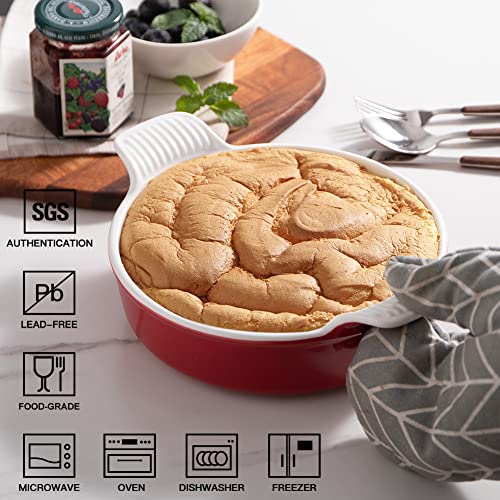 Sweejar Ceramic Baking Dish, 8 Inches Cake Baking Pan for Brownie,  Porcelain Round Bakeware with Double Handle for Casserole, Lasagna, Family  Dinner