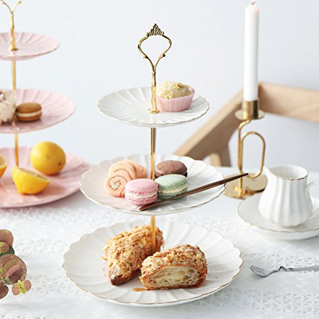 SWEEJAR 3 Tier Ceramic Cupcake Stand | Wedding, Dessert, Tea Party