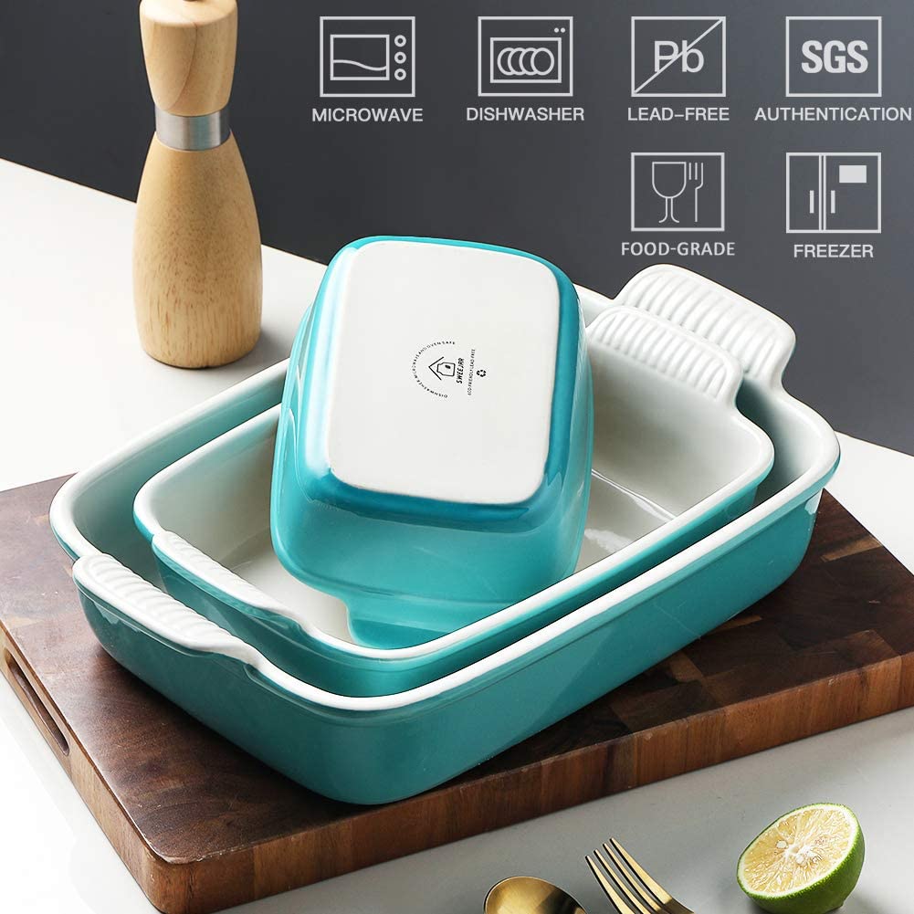 SWEEJAR Ceramic Baking Dish, Rectangular Small Baking Pan with Double –  Sweejar Home