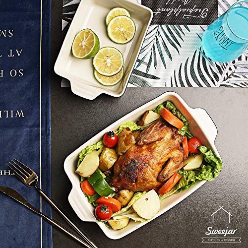 SWEEJAR Ceramic Bakeware Set | Rectangular Baking Dish Lasagna Pans for Cooking, Kitchen, Cake Dinner