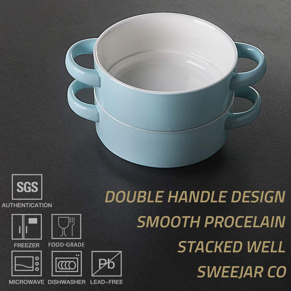 Sweejar Set of 5 Ceramic Porcelain 15 oz Coffee Mugs 5 Solid Colors Lead- Free