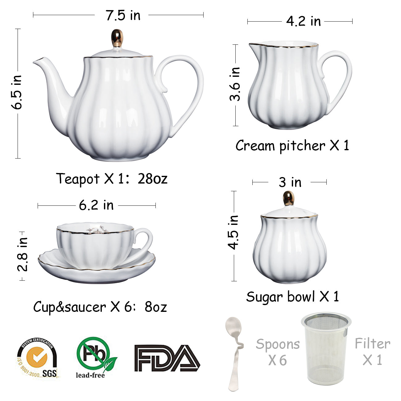 SWEEJAR Porcelain Tea Set British Royal Series