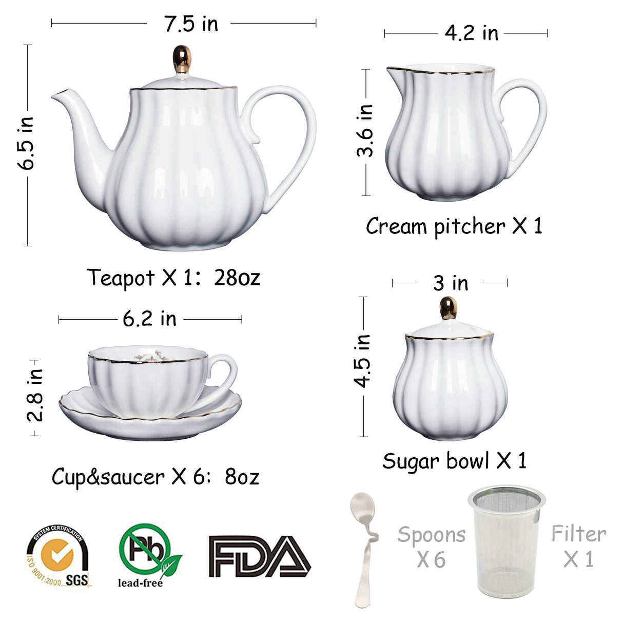 SWEEJAR Porcelain Tea Set British Royal Series