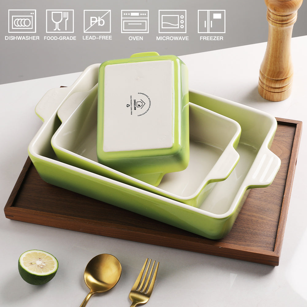 SWEEJAR Ceramic Bakeware Set | Rectangular Baking Dish Lasagna Pans for Cooking, Kitchen, Cake Dinner