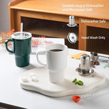 Sweejar Ceramic Coffee Mug Cup with Lid & Straw | 16 OZ | Porcelain Tea Cup