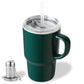 Sweejar Ceramic Coffee Mug Cup with Lid & Straw | 16 OZ | Porcelain Tea Cup
