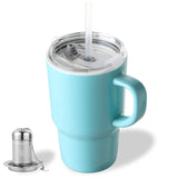 Sweejar Ceramic Coffee Mug Cup with Lid & Straw | 16 OZ | Porcelain Tea Cup