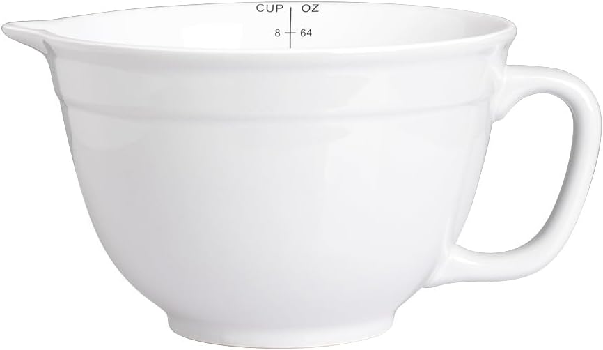 Sweejar Porcelain Mixing Bowl with Scale, Ceramic Serving Container for Baking, Prepping, Cooking