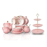 SWEEJAR Porcelain Tea Set with Cake Stand | 8 OZ Cups& Saucer Service For 6