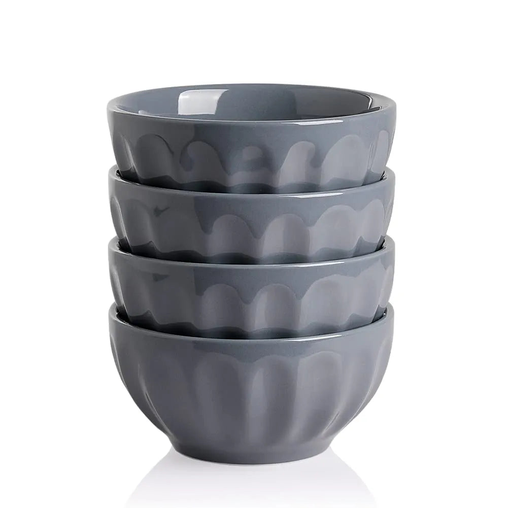 Sweejar Ceramic Fluted Soup Bowls Set | 17 OZ | Set of 4