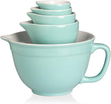 Sweejar Porcelain Mixing Bowl with Scale, Ceramic Serving Container for Baking, Prepping, Cooking