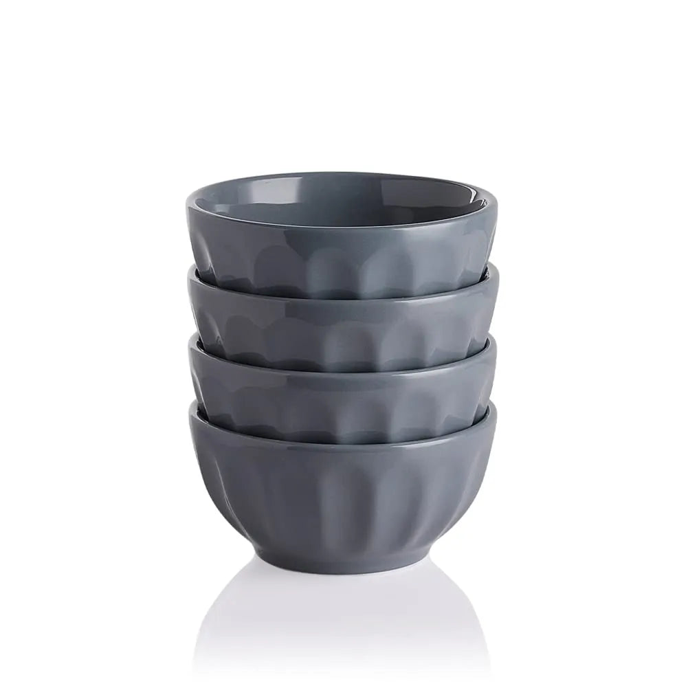 Sweejar Ceramic Fluted Soup Bowls Set | 17 OZ | Set of 4