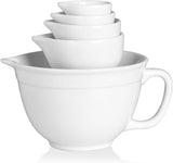 Sweejar Porcelain Mixing Bowl with Scale, Ceramic Serving Container for Baking, Prepping, Cooking