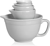 Sweejar Porcelain Mixing Bowl with Scale, Ceramic Serving Container for Baking, Prepping, Cooking