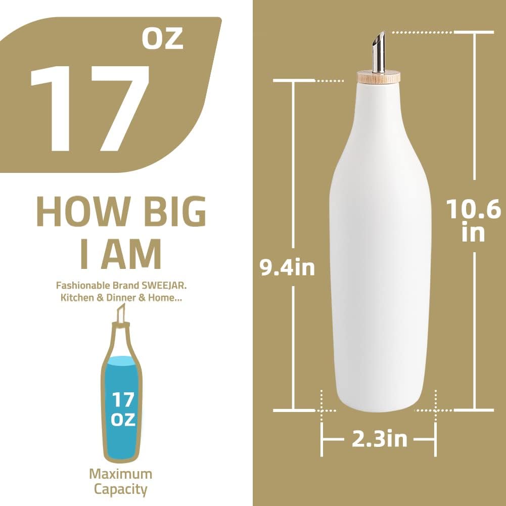 Sweejar Matte Ceramic Olive Oil Dispenser with Spout | 17 Oz