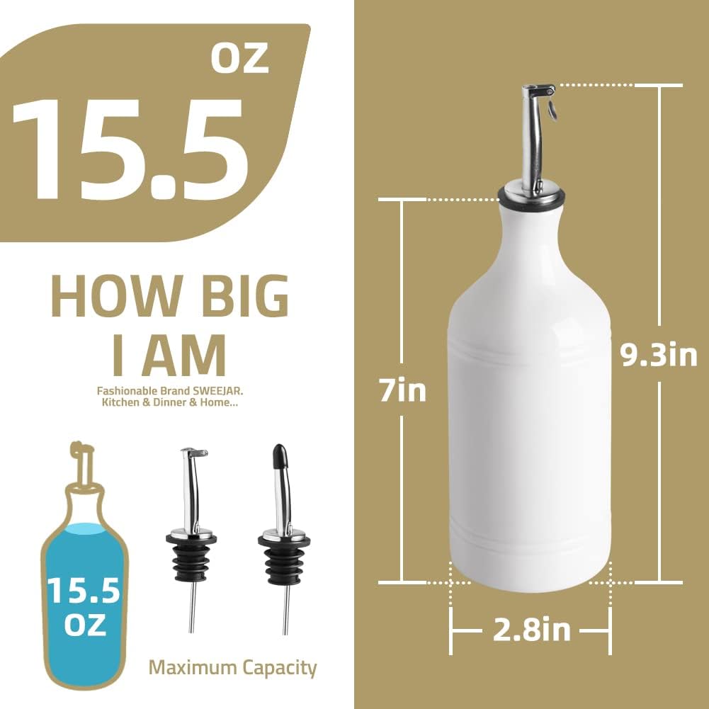Sweejar Ceramic Olive Oil Dispenser Bottle | Storage Oil, Vinegar, Coffee Syrups