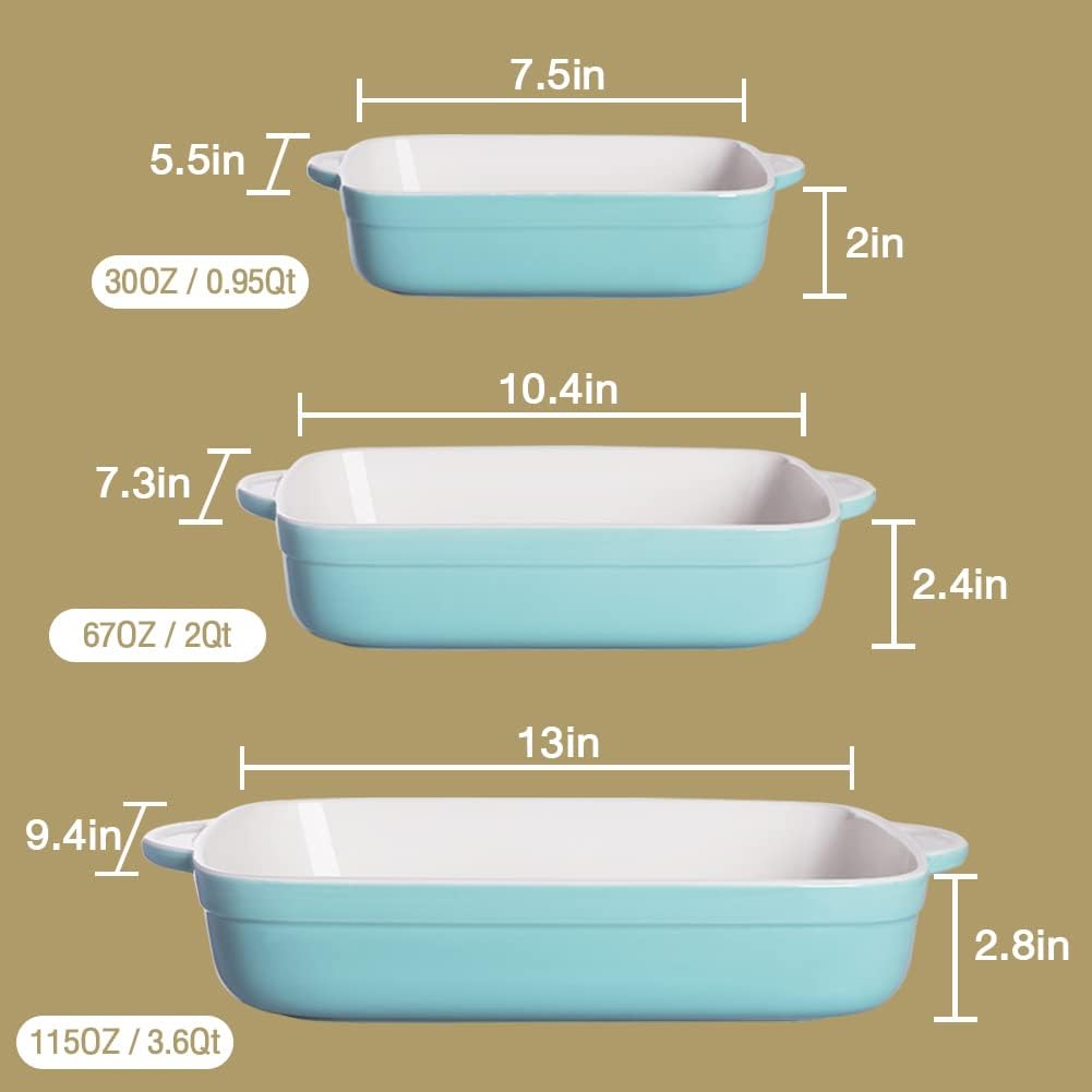Sweejar Ceramic Bakeware Casserole Dishes for Oven | Set of 3