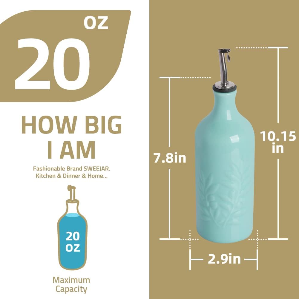 Sweejar Ceramic Olive Oil Dispenser Bottle | Storage Oil, Vinegar, Soy Sauce, Coffee Syrup, Liquids