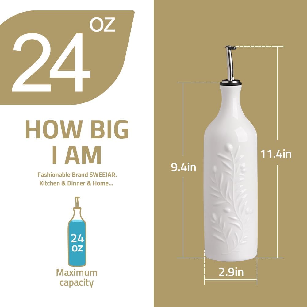 Sweejar 24 Oz Ceramic Olive Oil Dispenser Bottle with Spout