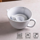 Sweejar Porcelain Mixing Bowl with Scale, Ceramic Serving Container for Baking, Prepping, Cooking