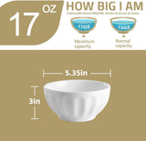 Sweejar Ceramic Fluted Soup Bowls Set | 17 OZ | Set of 4