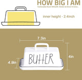 Sweejar Ceramic Butter Dish with Handle Lid | 7.3 Inch