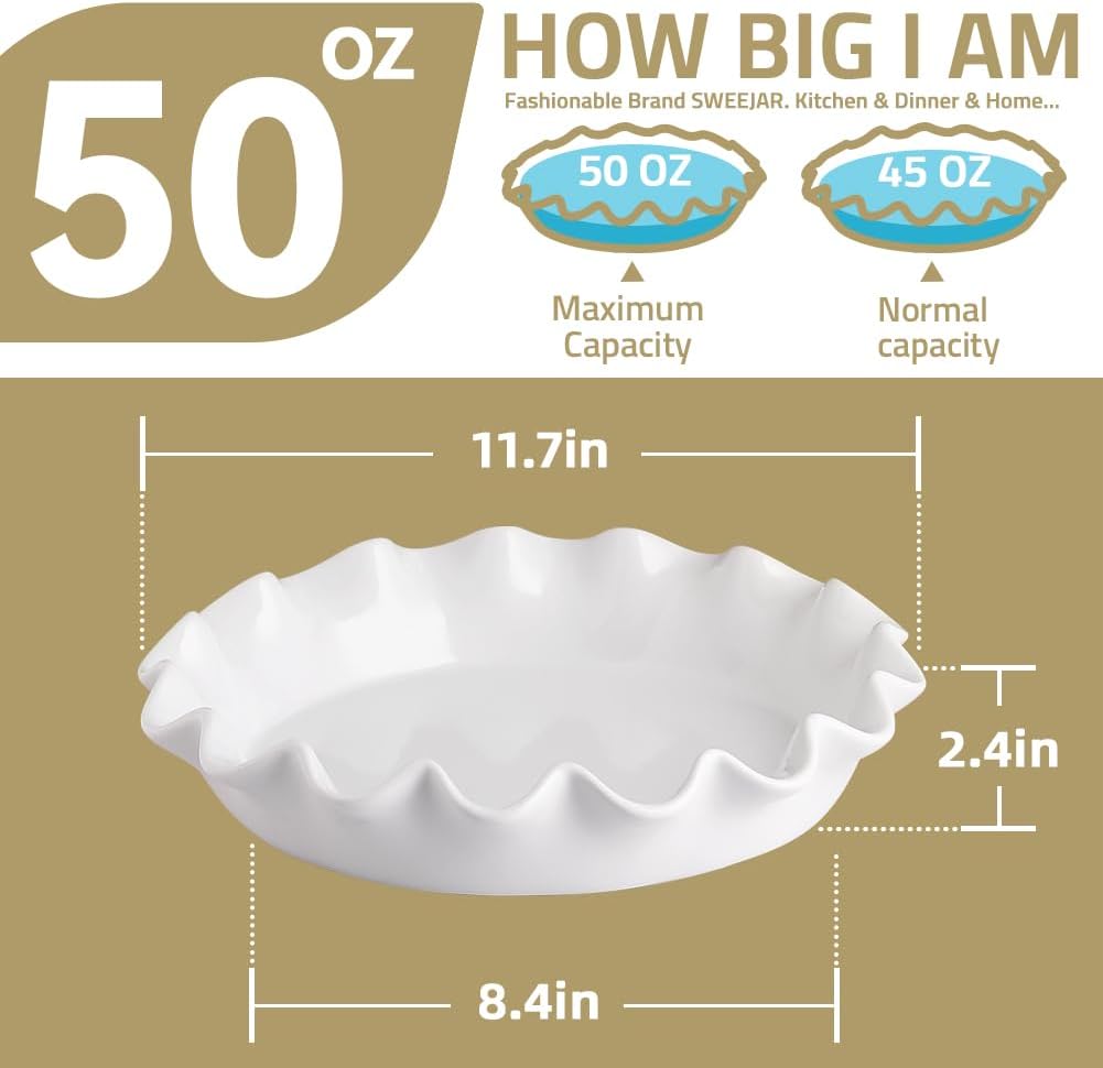 Sweejar Ceramic Pie Pan for Baking