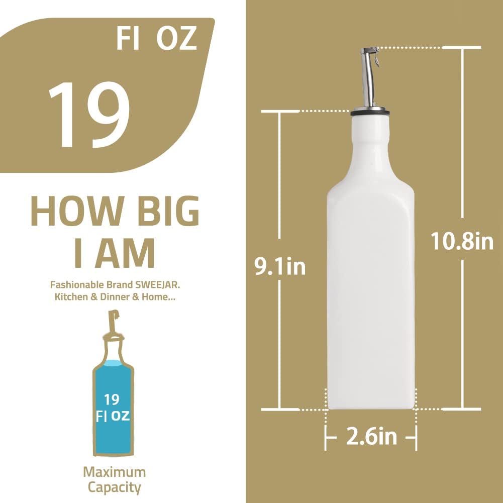 Sweejar Ceramic Olive Oil Dispenser Bottle Oil | 19 Fl Oz
