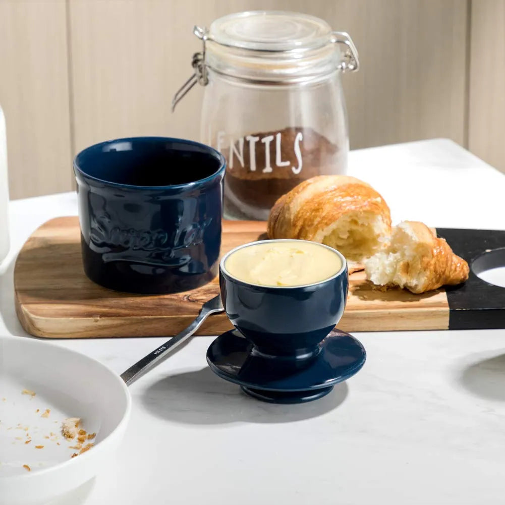 SWEEJAR Porcelain Butter Crock Keeper, French Butter Dish Keeps the Butter Fresh Soft & Spreadable, Serving Butter Easy for Bread Lovers Breakfast Kitchen Counter