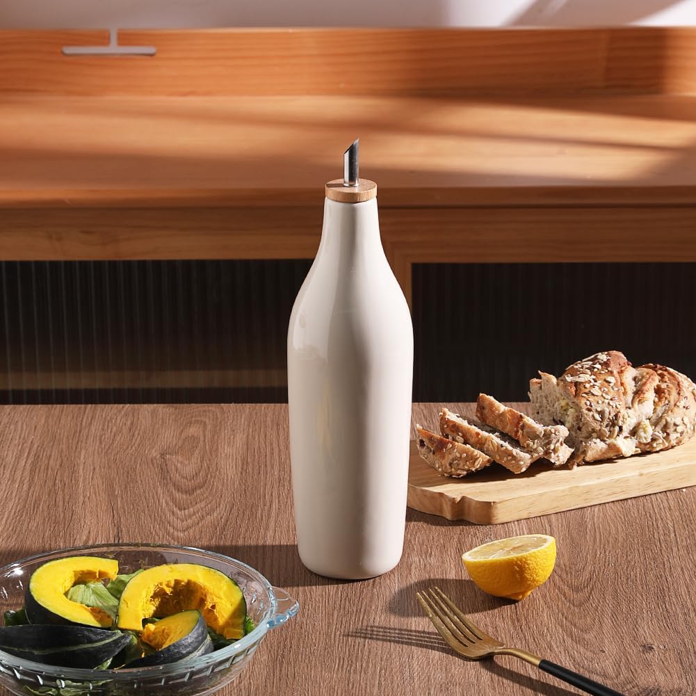 Sweejar Matte Ceramic Olive Oil Dispenser with Spout | 17 Oz
