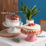 Sweejar Porcelain Cake Stand with Glass Lid | 10 Inch