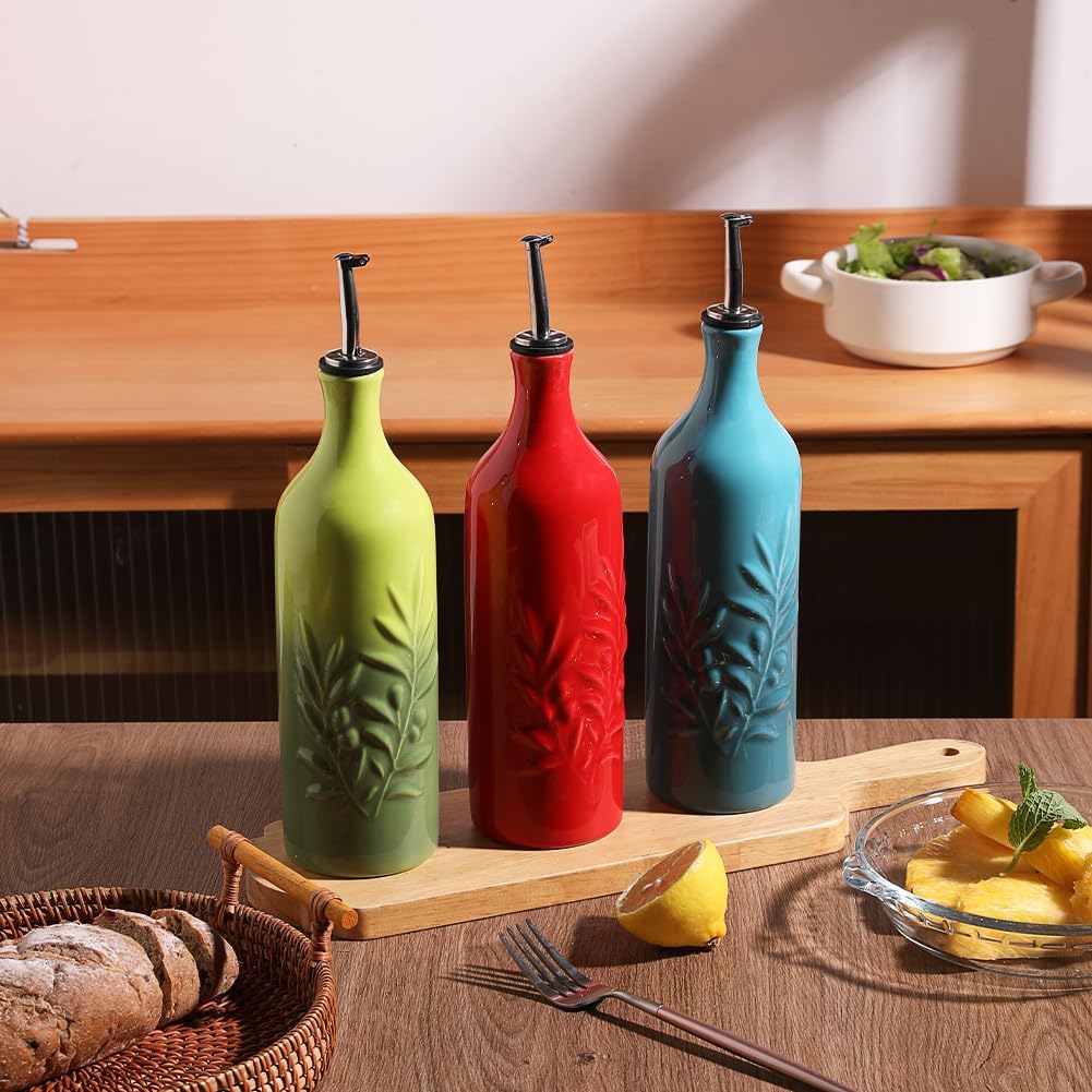 Sweejar Ceramic Olive Oil Dispenser Bottle | Storage Oil, Vinegar, Soy Sauce, Coffee Syrup, Liquids
