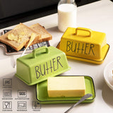 Sweejar Ceramic Butter Dish with Handle Lid | 7.3 Inch