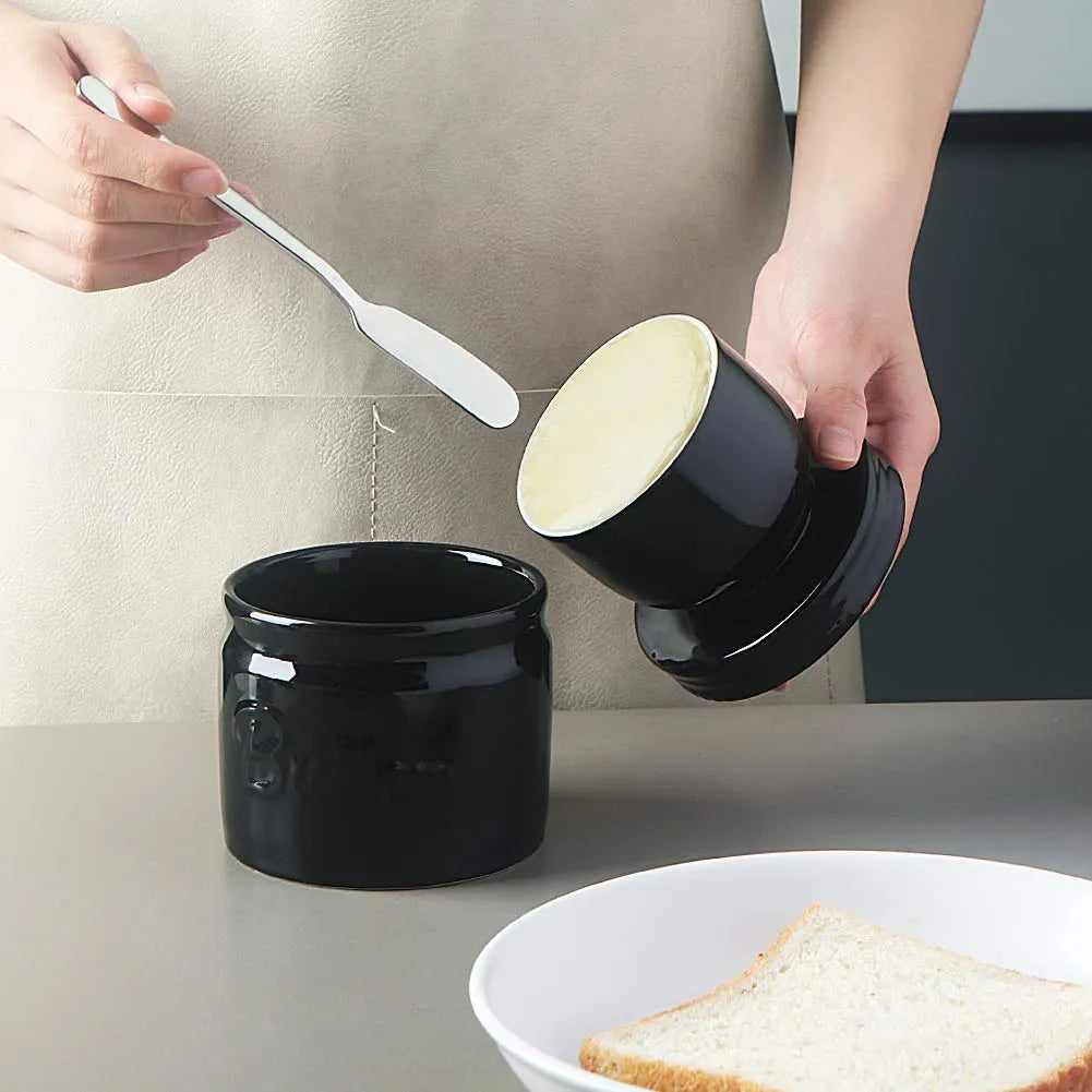 SWEEJAR Porcelain Butter Keeper Crock, French Butter Dish with Water Line, Ceramic Butter Container for soft butter