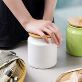 Sweejar Ceramic Kitchen Canisters | Porcelain Food Storage Jar with Airtight Seal Wooden Lid