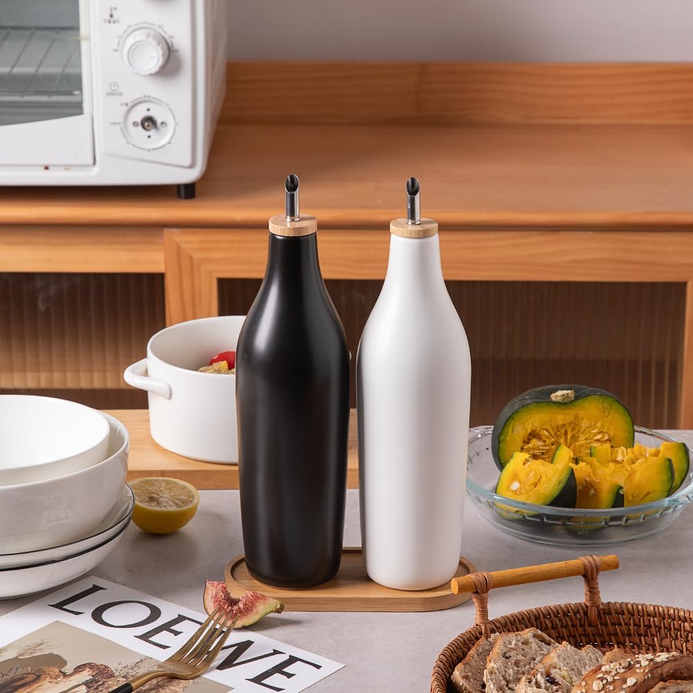 Sweejar Matte Ceramic Olive Oil Dispenser with Spout | 17 Oz