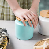 Sweejar Ceramic Kitchen Canisters | Porcelain Food Storage Jar with Airtight Seal Wooden Lid