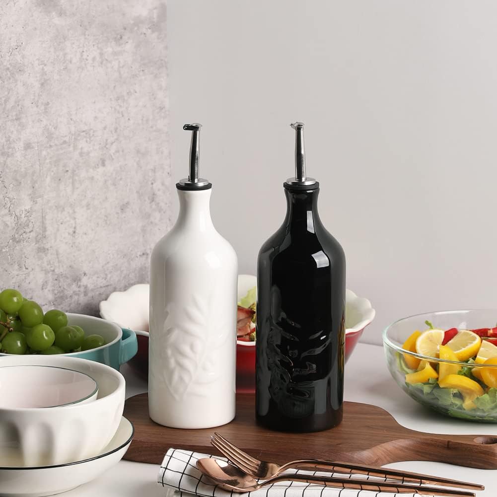 Sweejar Ceramic Olive Oil Dispenser Bottle | Storage Oil, Vinegar, Soy Sauce, Coffee Syrup, Liquids