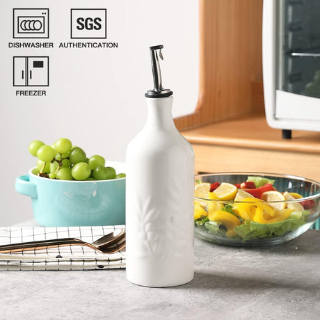 Sweejar Ceramic Olive Oil Dispenser Bottle | Storage Oil, Vinegar, Soy Sauce, Coffee Syrup, Liquids