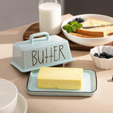 Sweejar Ceramic Butter Dish with Handle Lid | 7.3 Inch