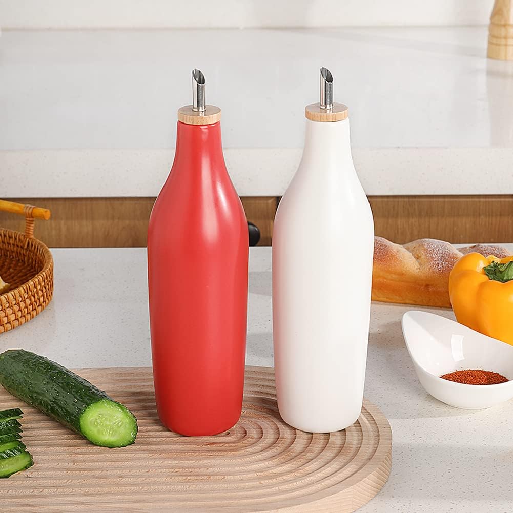Sweejar Matte Ceramic Olive Oil Dispenser with Spout | 17 Oz