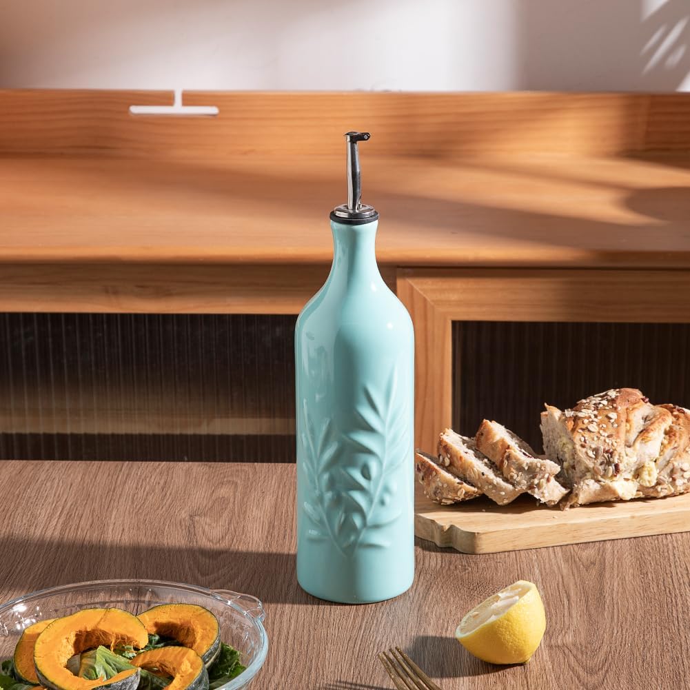 Sweejar Ceramic Olive Oil Dispenser Bottle | Storage Oil, Vinegar, Soy Sauce, Coffee Syrup, Liquids
