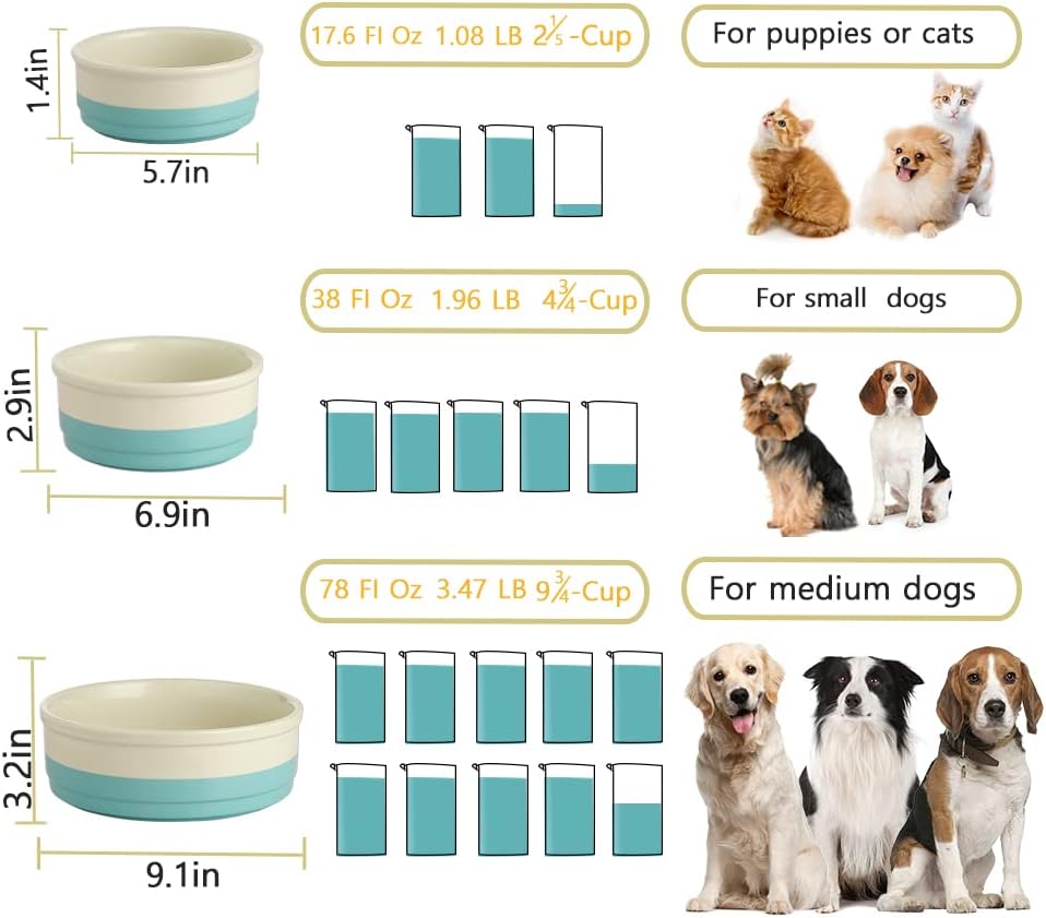 Sweejar Ceramic Dog Bowl |  Porcelain Pet Bowl