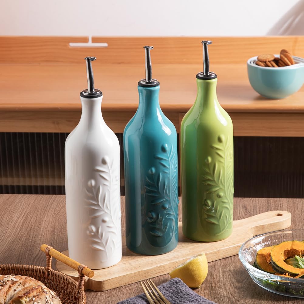 Sweejar 24 Oz Ceramic Olive Oil Dispenser Bottle with Spout