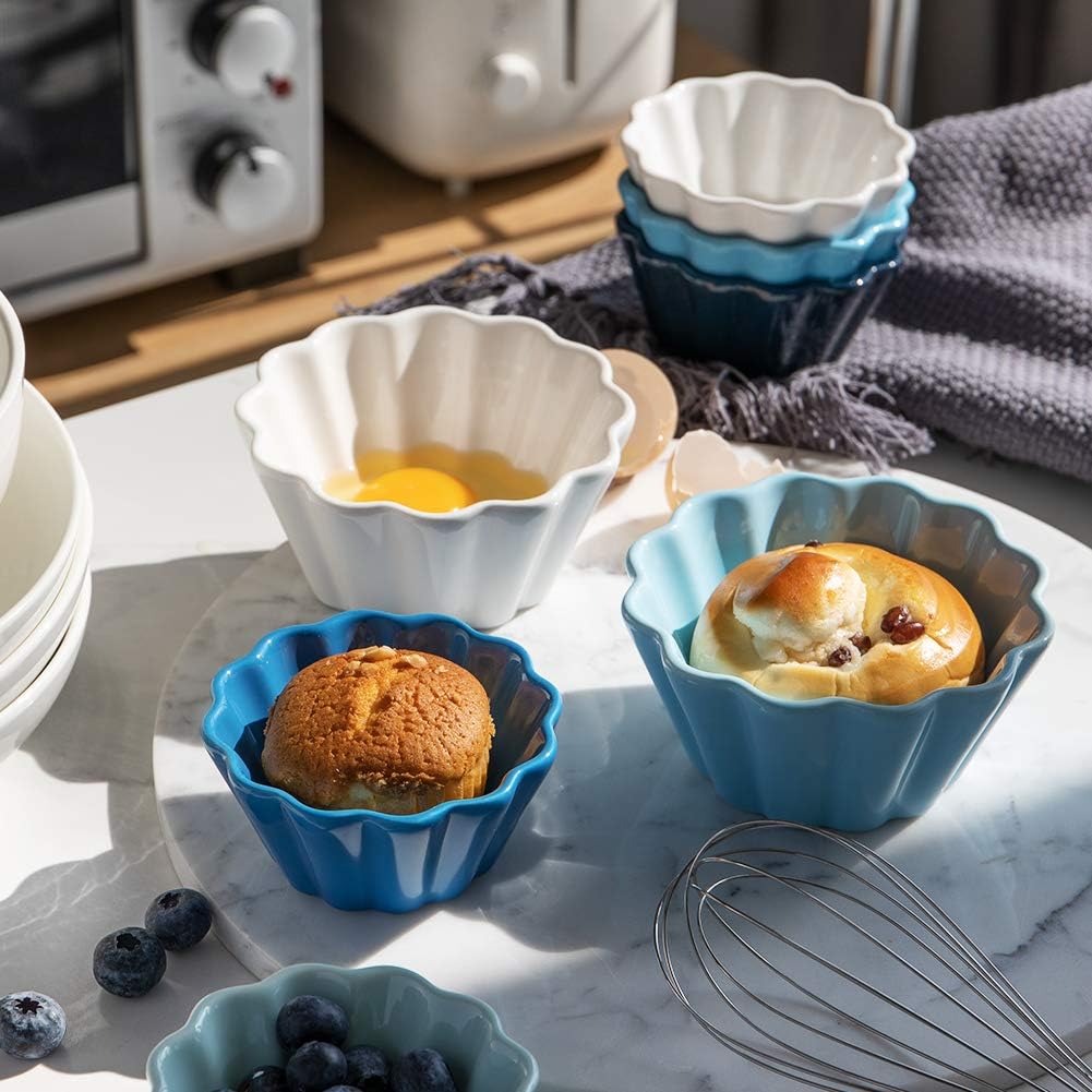 Sweejar Porcelain Ramekins for Creme Brulee | Set of 6