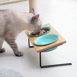 Sweejar Ceramic Elevated Cat Pet Bowls with Stand | Pack of 2