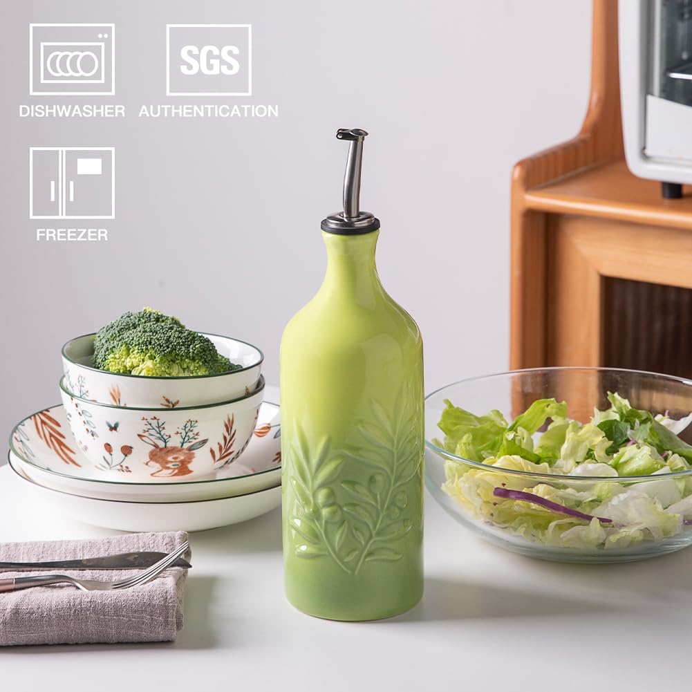Sweejar Ceramic Olive Oil Dispenser Bottle | Storage Oil, Vinegar, Soy Sauce, Coffee Syrup, Liquids