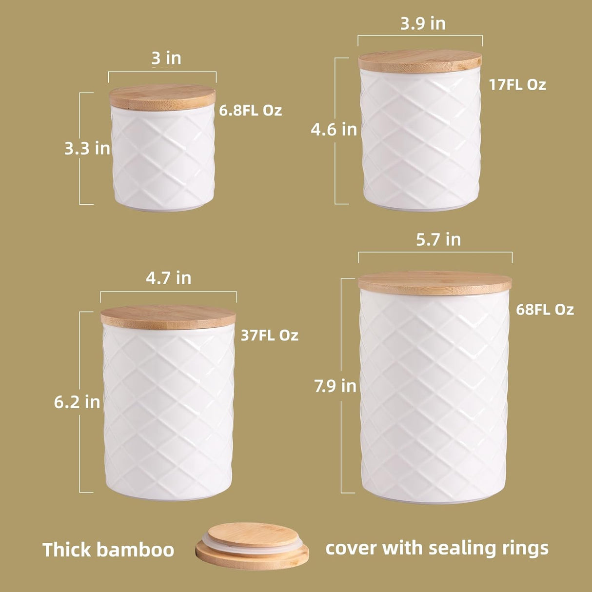 Sweejar Ceramic Canisters Food Storage Jar Sets for Kitchen