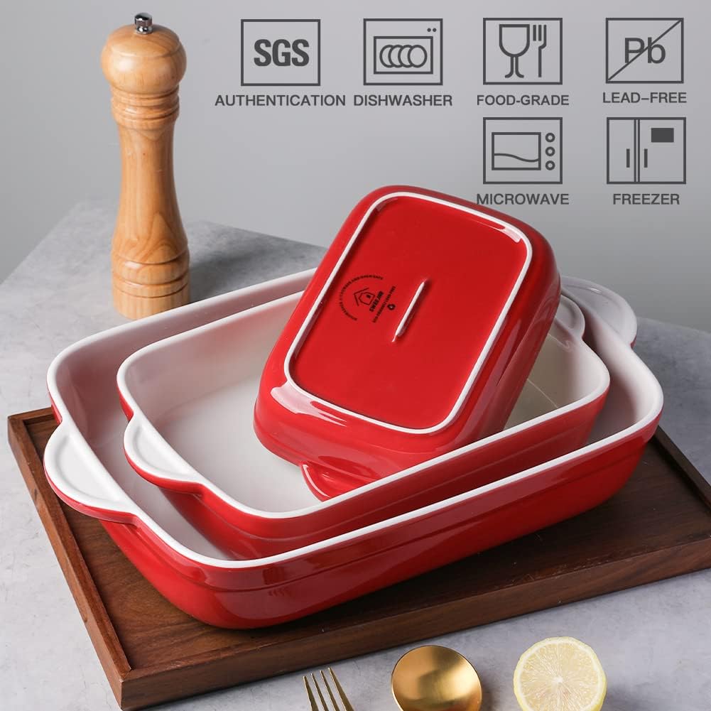 Sweejar Ceramic Bakeware Casserole Dishes for Oven | Set of 3